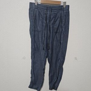 Talbots chambray pull on elastic waist high rise pants size 2P